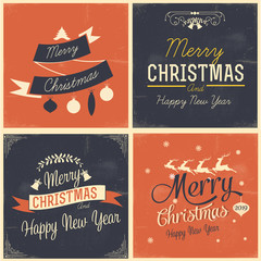 marry christmas and happy new year greeeting design card