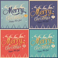 marry christmas color greeting card with deer