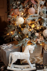 Christmas fir tree decorations happy new year holidays waiting for the celebration