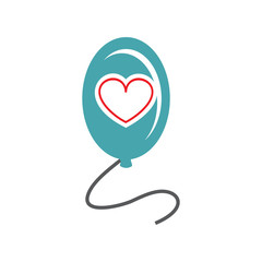 Vector picture balloon and heart. Set of vector symbols. Flight of love and dream. Flat design 