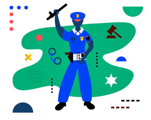 The policeman. Policeman Character Design. Creative vector illustration made in abstract composition