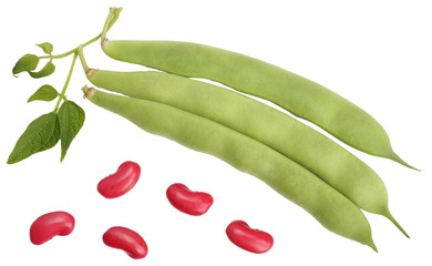 Beans isolated on white background, top view