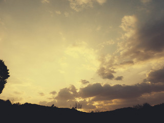 sunset over the hills