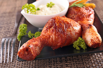 chicken leg and sauce