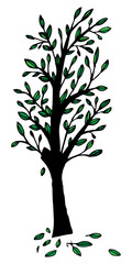 Tree with foliage icon. Vector illustration tree. Hand drawn autumn, spring tree with foliage.