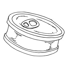 Canned food icon. Vector illustration of tin can. Hand drawn canned food.