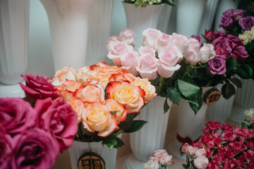 Roses flowers close-up low depth