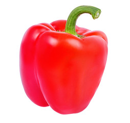 Fresh sweet pepper red bell isolated on white background with clipping path