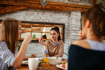 Having fun over breakfast