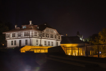 Fototapeta na wymiar Beautiful historic building on the territory of the Belgrade fortress at night. Serbia