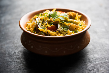 Masala Rice or masale bhat - is a spicy vegetable fried rice / biryani or Pulav usually made during wedding occassions in maharashtra, India