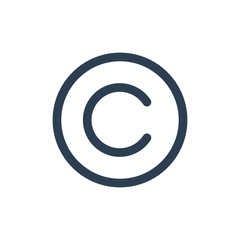 Copyright symbol isolated on transparent background. vector line art