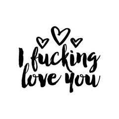 I fucking love you - SASSY Calligraphy phrase for Valentine day. Hand drawn lettering for Lovely greetings cards, invitations. Good for t-shirt, mug, scrap booking, gift, printing press.