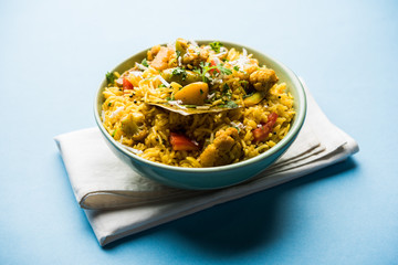 Masala Rice or masale bhat - is a spicy vegetable fried rice / biryani or Pulav usually made during wedding occassions in maharashtra, India