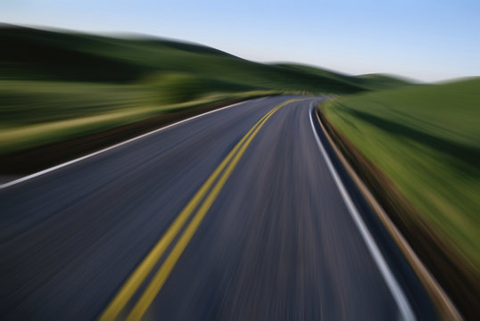 Blurred view of highway 129 near Clarkston  in south eastern Washington, USA