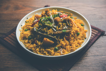 Masala Rice or masale bhat - is a spicy vegetable fried rice / biryani or Pulav usually made during wedding occassions in maharashtra, India