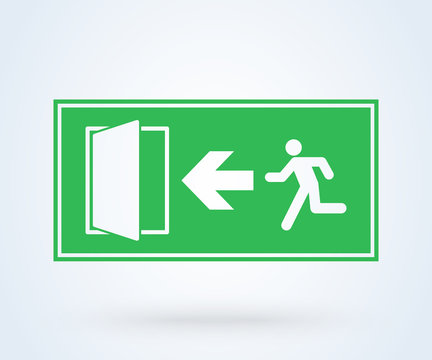 Emergency exit sign vector.  illustration symbol green  door