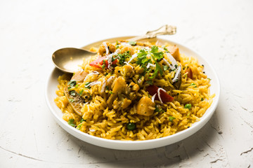 Masala Rice or masale bhat - is a spicy vegetable fried rice / biryani or Pulav usually made during wedding occassions in maharashtra, India
