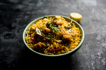 Masala Rice or masale bhat - is a spicy vegetable fried rice / biryani or Pulav usually made during wedding occassions in maharashtra, India