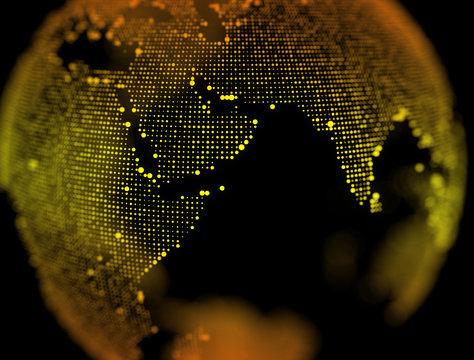 Deep of feild of world map point, composition, Representing the global World