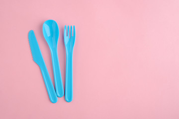 Blue plastic cutlery