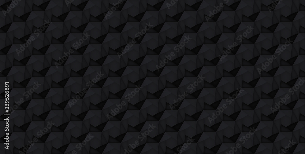 Aufkleber volume realistic vector hexagon seamless pattern, black geometric tiles texture, design light backgr