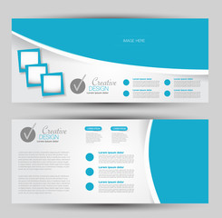 Flyer banner or web header template set. Vector illustration promotion design background. Blue color.