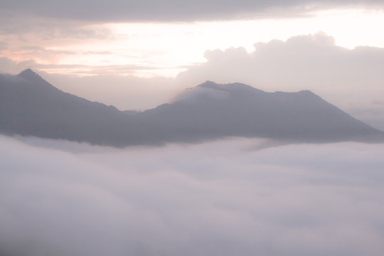 Winter panoramic view landscape cloudy mountain background
