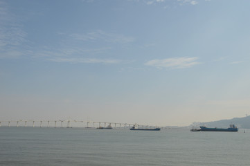 Fototapeta premium pont Port Macao Chine Mer bateau transport Asie
