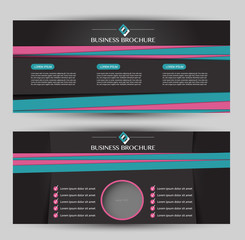 Banner for advertisement. Flyer design or web template set. Vector illustration commercial promotion background. Black, Blue, and pink color.