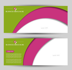 Banner for advertisement. Flyer design or web template set. Vector illustration commercial promotion background. Pink and green color.