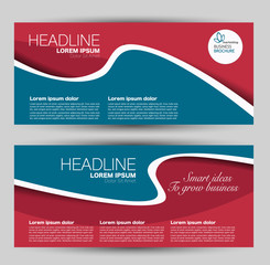 Banner for advertisement. Flyer design or web template set. Vector illustration commercial promotion background. Blue and red color.