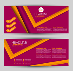 Banner for advertisement. Flyer design or web template set. Vector illustration commercial promotion background. Pink and orange color.