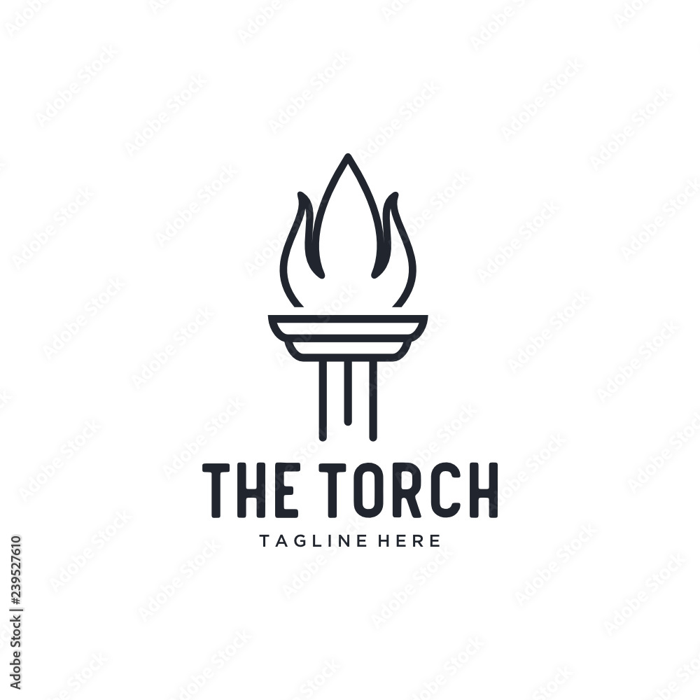 Aufkleber Initial T for Torch logo design with line art style - Vector