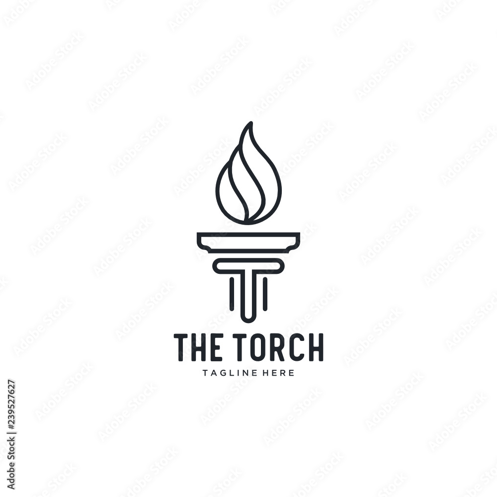 Aufkleber Initial T for Torch logo design with line art style - Vector