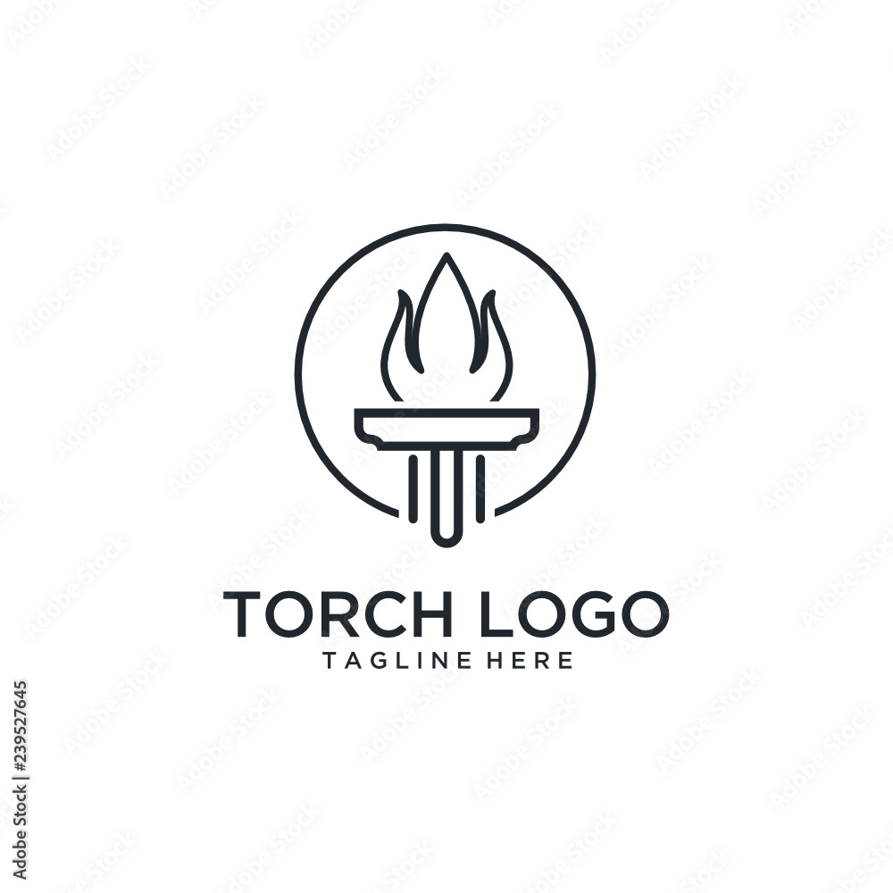 Aufkleber initial t for torch logo design with line art style - vector