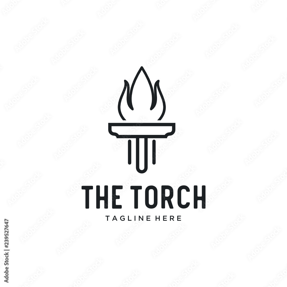 Aufkleber initial t for torch logo design with line art style - vector
