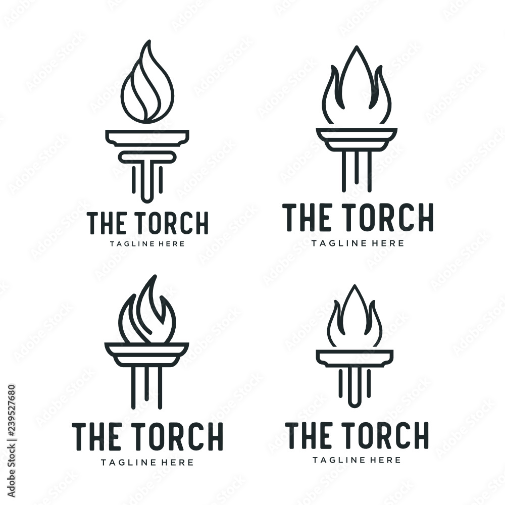 Aufkleber Initial T for Torch logo design with line art style - Vector