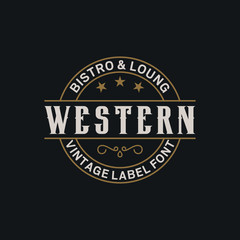 Fototapeta na wymiar Vintage Country Emblem Typography for Western Bar/Restaurant Logo design inspiration - Vector