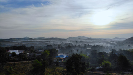 Beautiful scenery of rural villages, sunrise, great mountain views and aerial views.