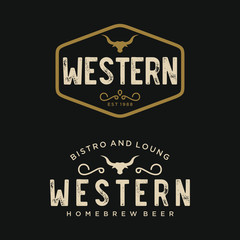 Vintage Country Emblem Typography for Western Bar/Restaurant Logo design inspiration - Vector