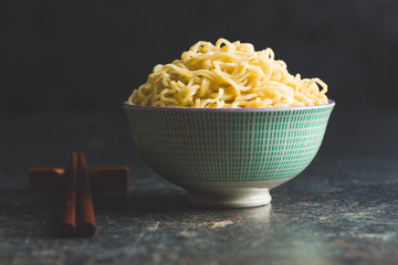 Cooked chinese instant noodles.