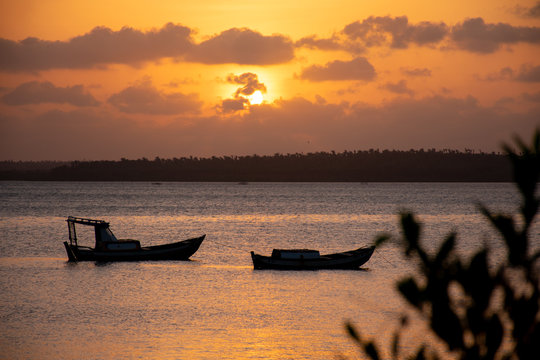 sunset on river