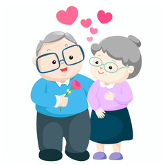 Lovely elderly couple vector.