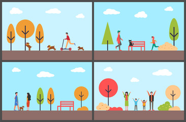 People Having Fun in Autumn Park, Family Days