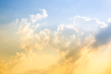 Beautiful sky and the sun in evening after the big storm.  Sky background or backdrop.