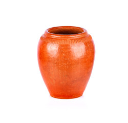 Clay pot on white background
