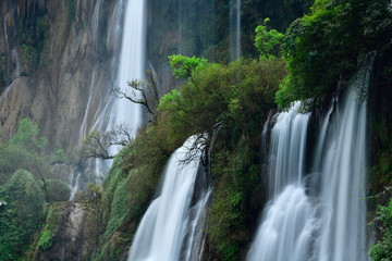 Great waterfall in Thailand. Beautiful waterfall in the green forest. Waterfall in tropical forest at Umpang National park, Tak, Thailand.