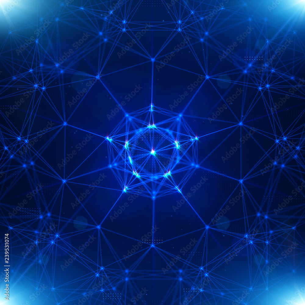 Poster abstract geometric figure with multiple connections.