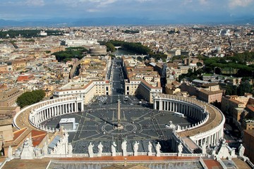 Fototapeta premium Vatican, rome, italy, panorama, city, view, architecture, skyline, cityscape, panoramic, building, town, square, church, cathedral, basilica, 